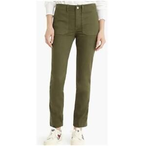 J .Crew Women's Vintage Straight Cargo Pant in Slub Sateen Green Size 26